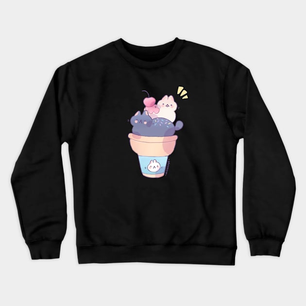 Ice cream cats Crewneck Sweatshirt by Milkkoyo